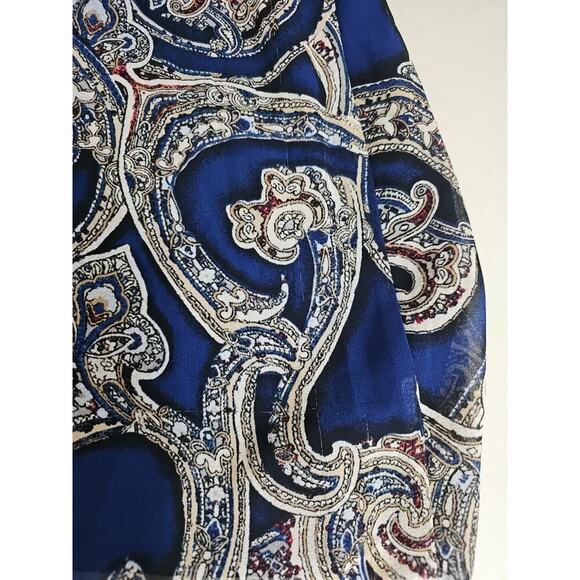 White House Black Market ~Woman Size 00Petite~Blue Paisley Print LS Dress Sheer. - Picture 14 of 14